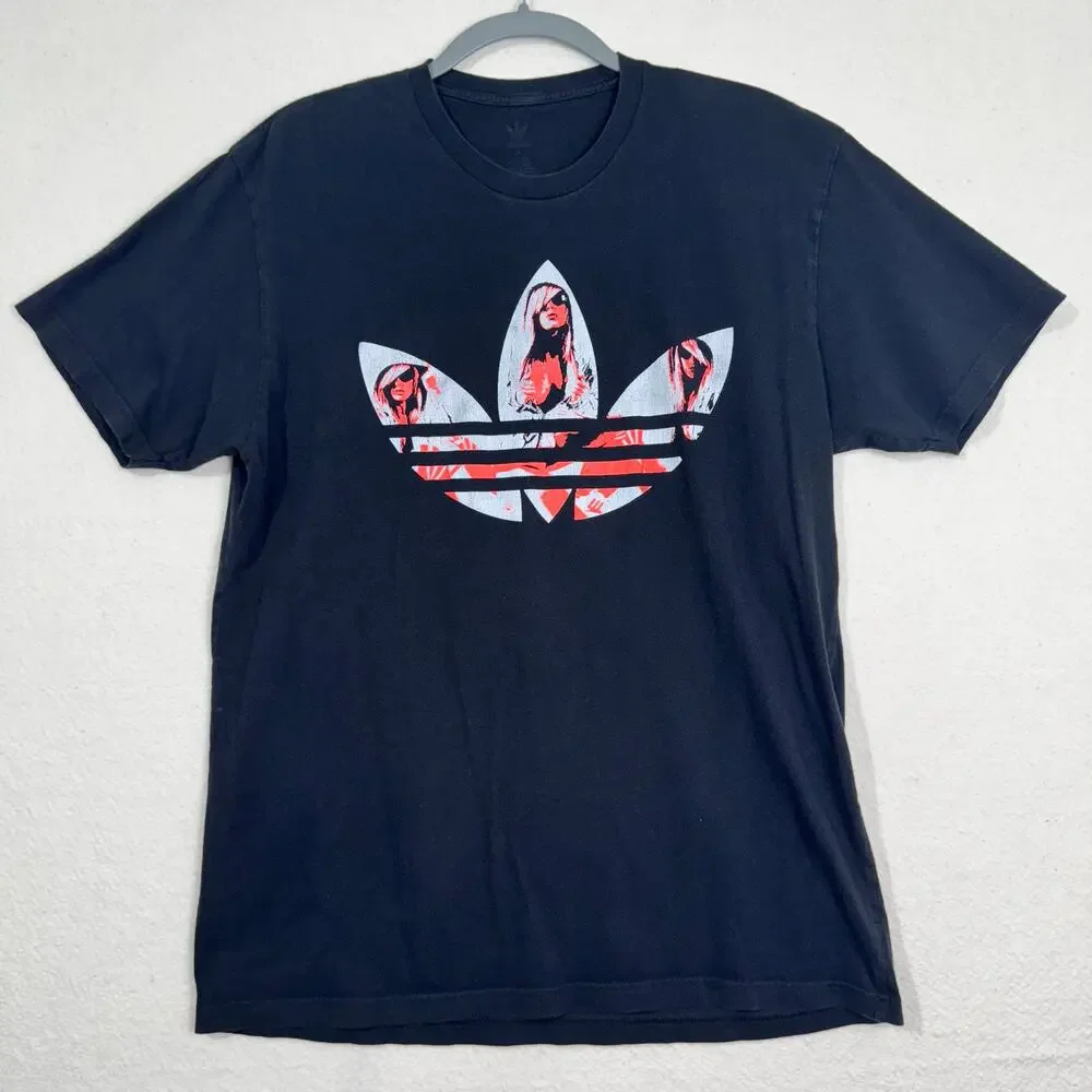 Adidas Originals Black Short Sleeve Y2K Graphic Tree Foil T-Shirt Size Large